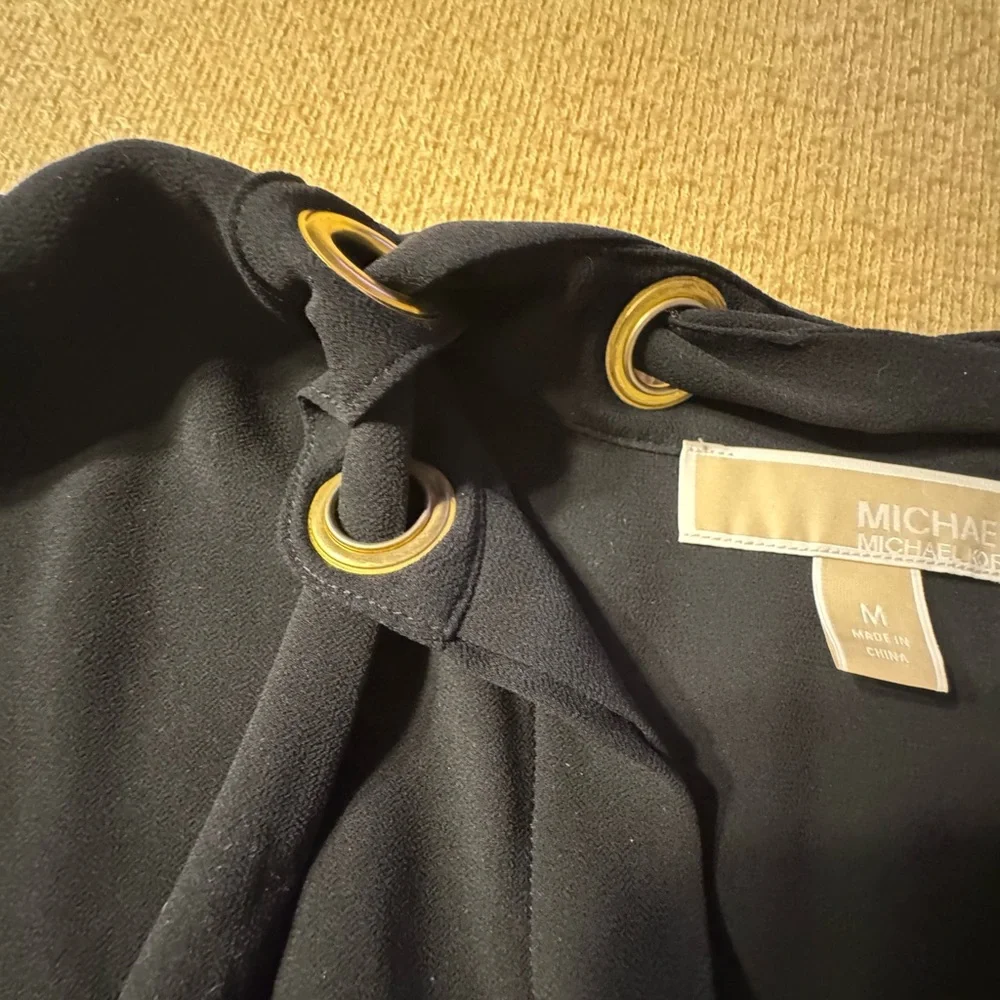 Michael Kors Black Sleeveless Blouse with Gold Accents